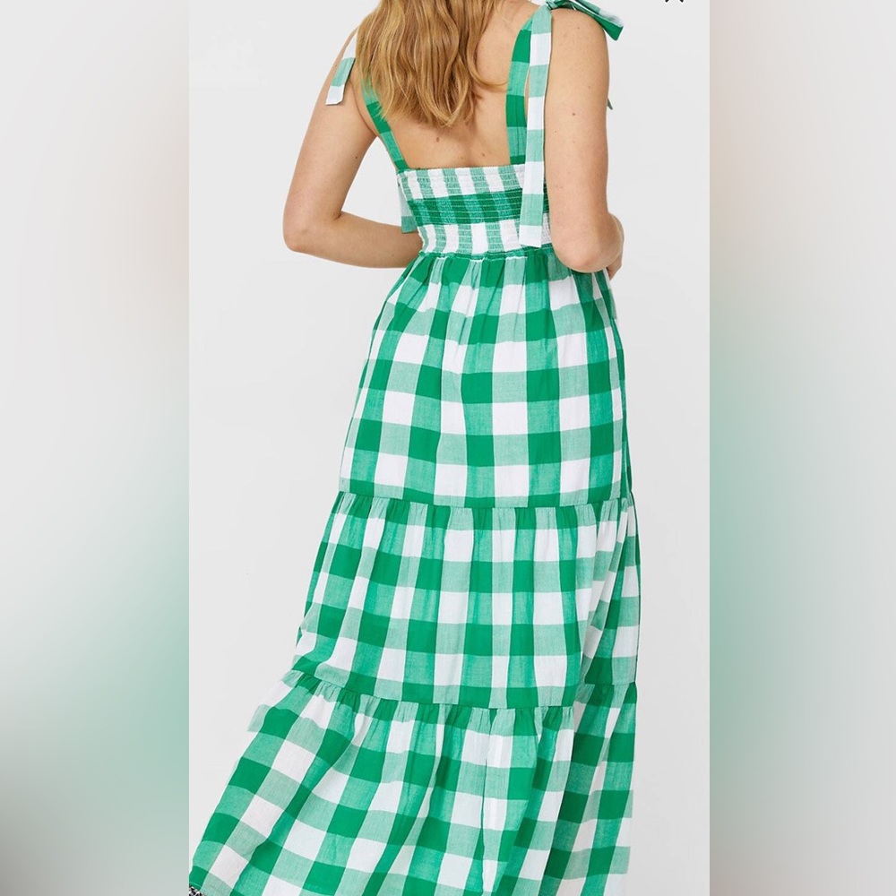 Stradivarius ASOS gingham green check maxi dress with tie strap - Picture 5 of 9
